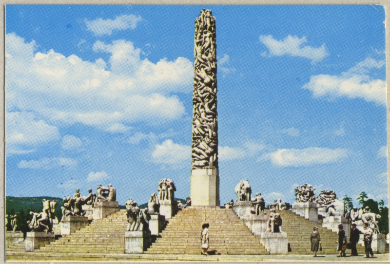 Postkaart: skulptuur "Elu puu" Frognerpargis Oslos