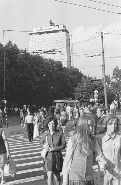 Riia. Lenini tänav. Ehitatav hotell "Latvija".