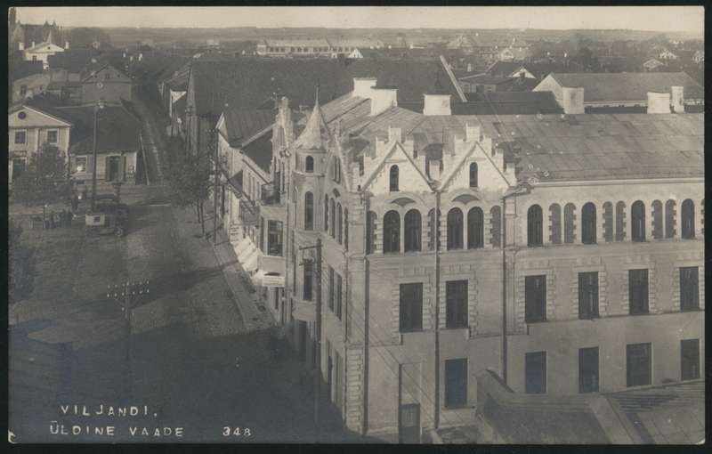 fotopostkaart, Viljandi, Grand Hotell veetornist, u 1924, foto J. Riet