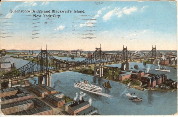 Postkaart. Ameerika Ühendriigid. New York.
Vaade Queensboro sillale ja Blackwelli saarele
