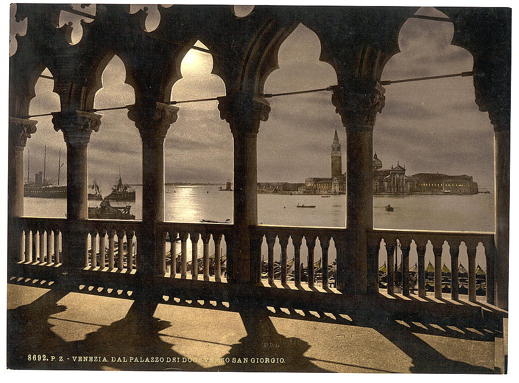 [san Georgio from Doges' Palace by moonlight, Venice, Italy] (Loc)