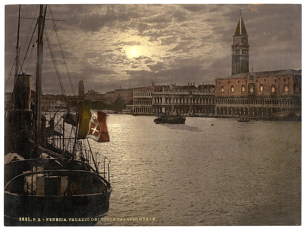 [grand Canal and Doges' Palace by moonlight, Venice, Italy] (Loc)