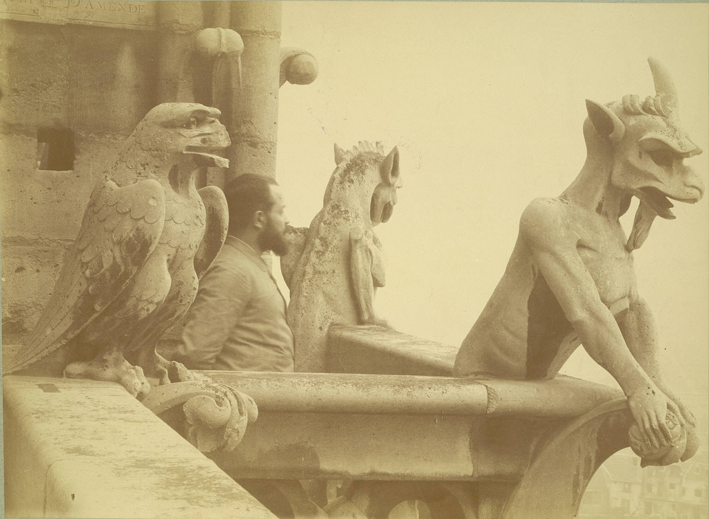 Paris. Notre Dame Cathedral Tower. Chimeras and Man