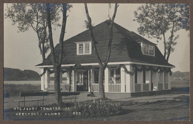 foto albumis, Viljandi, tennise- ja veespordiklubi, maja kaunistatud, avamine 1924?, foto J. Riet