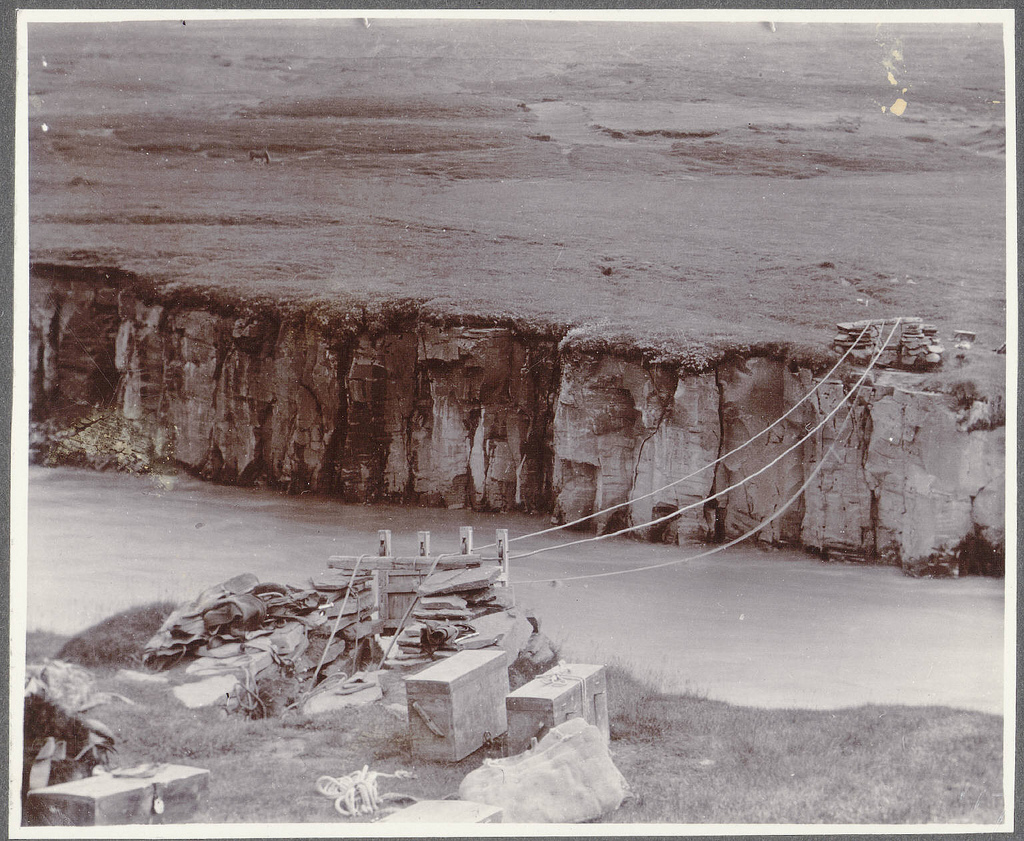 Jökulsá in Brú. Kláfur, or wirerope bridge.