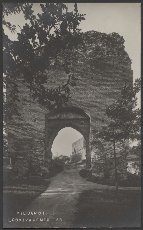fotopostkaart, Viljandi, lossivärav, Suurmüür, u 1915, foto J. Riet