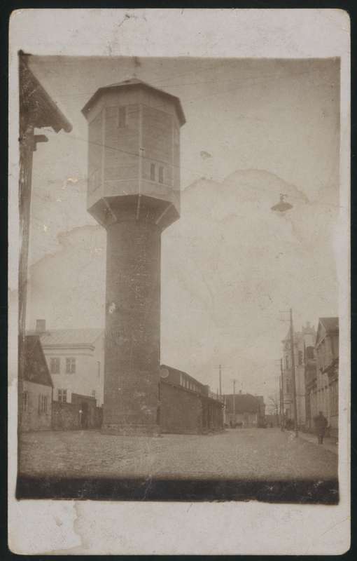 fotopostkaart, Viljandi, veetorn, eemal kool, hotell, Kauba tn, u 1914