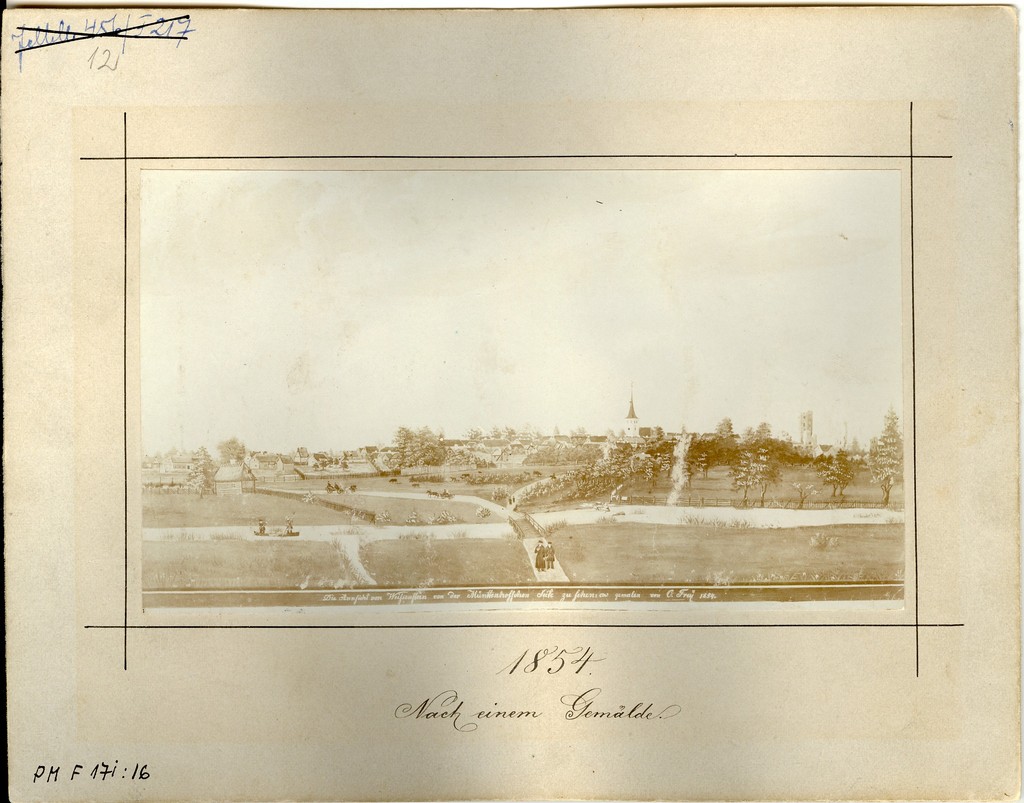 foto joonisest, Paide vaade Mündi poolt 1854.a.