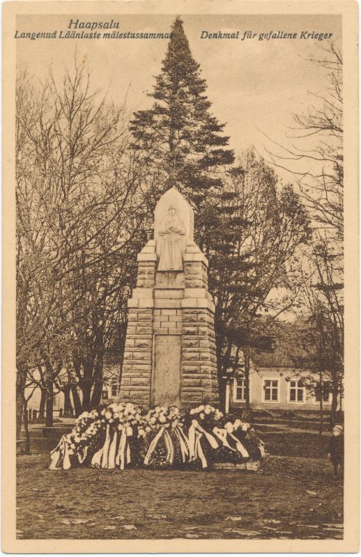 Postkaart. Haapsalu Vabadussõja monument. 1928.
