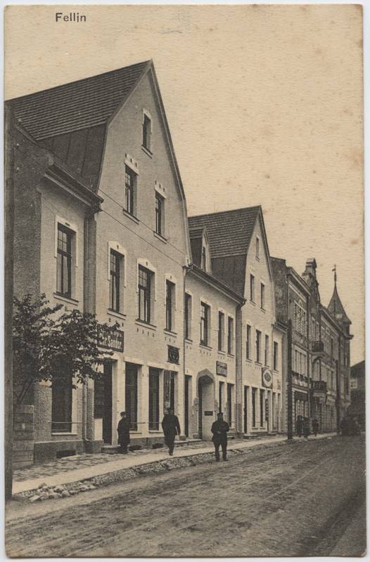 trükipostkaart, Viljandi, Lossi tn, Tartu tn ja Posti tn vahel, Sanderi maja nr 28, Pohli maja nr 26, u 1910, Verlag von E. Ring