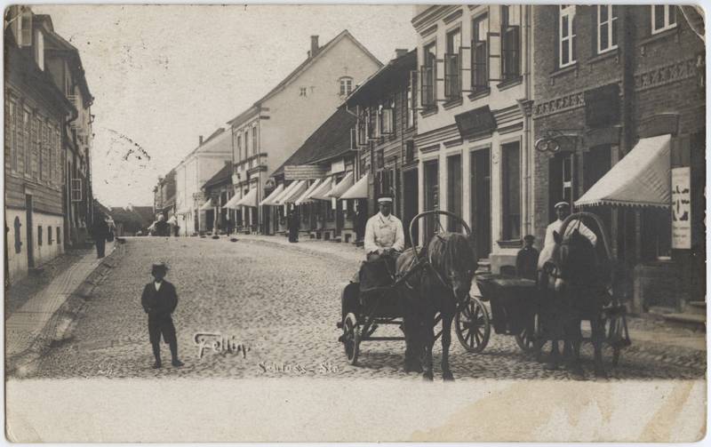 trükipostkaart, Viljandi, Lossi tn, Tartu tn ja Kauba tn vahel, u 1910