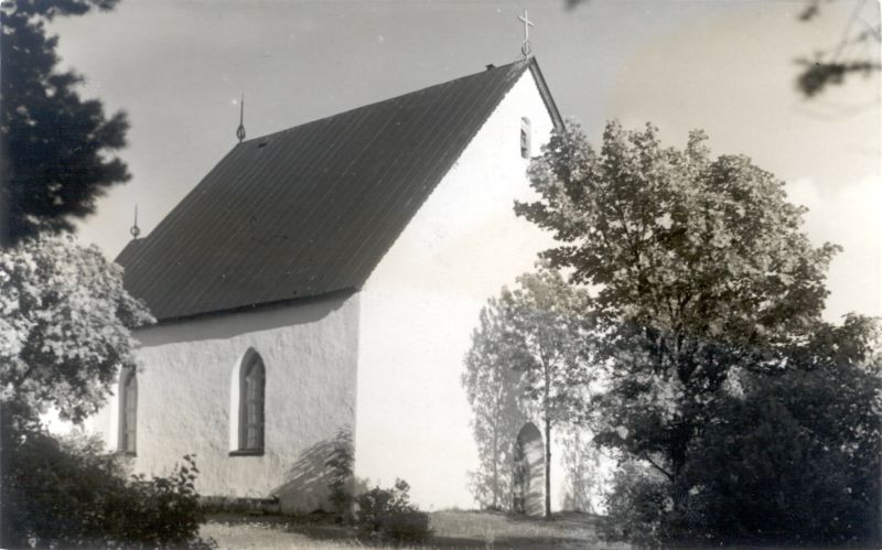 Foto. Vormsi saar. St. Olai kirik (Olavi). Keskaegne, restaureeritud 1632. 1934. ERKA-foto.