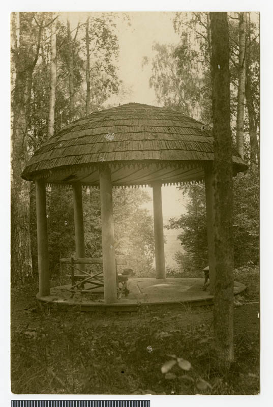 fotopostkaart, Viljandi khk, Vana-Võidu, paviljon, park, 1924