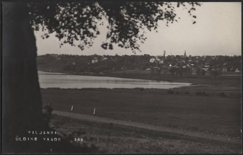 fotopostkaart, Viljandi, linn, järv, Tartu mnt poolt, u 1915, foto J. Riet