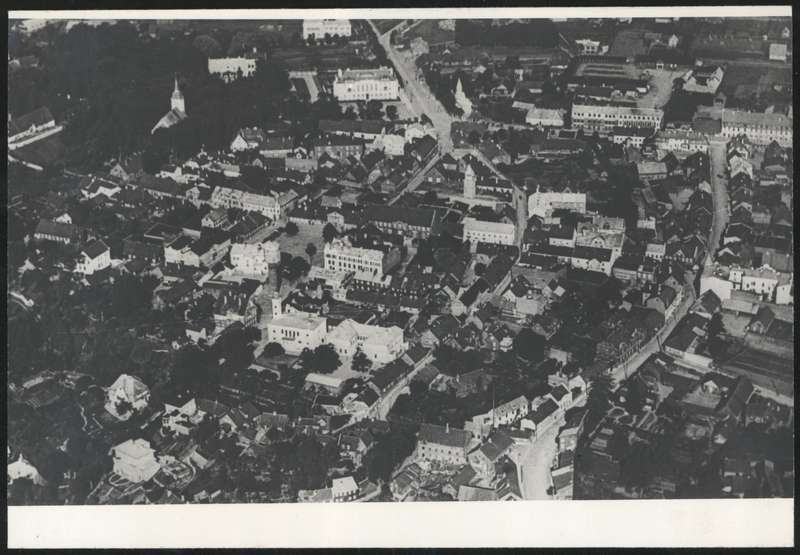 fotopostkaart, aerofoto, Viljandi kesklinn, vaade idast, u 1935