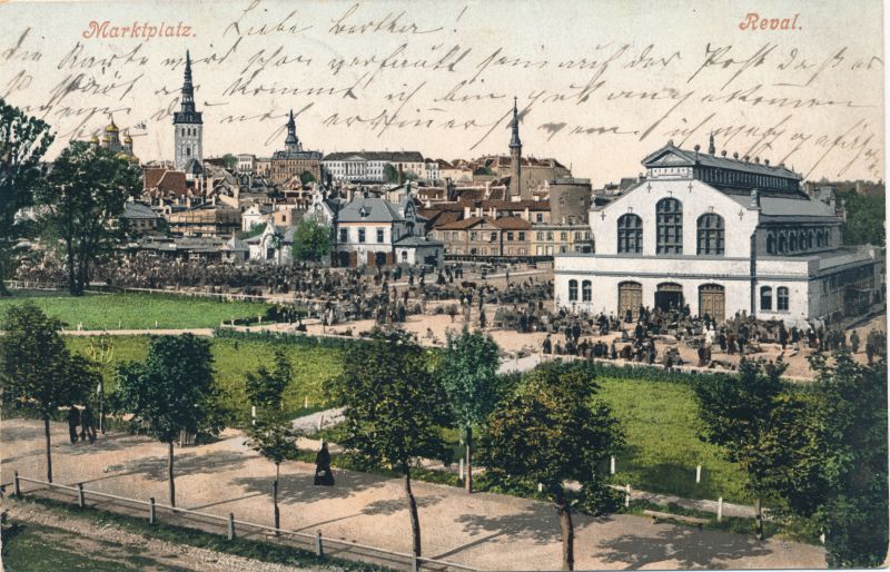 Postkaart. Tallinna turuplats. 1906. von der Ley.