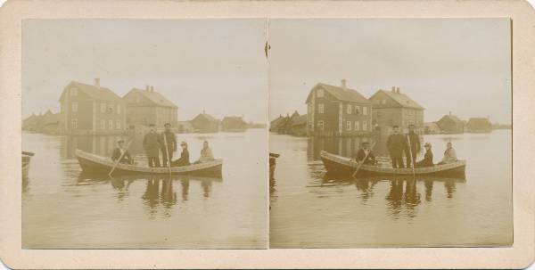 Stereofoto. Emajõe üleujutus. Tartu, u 1899.
