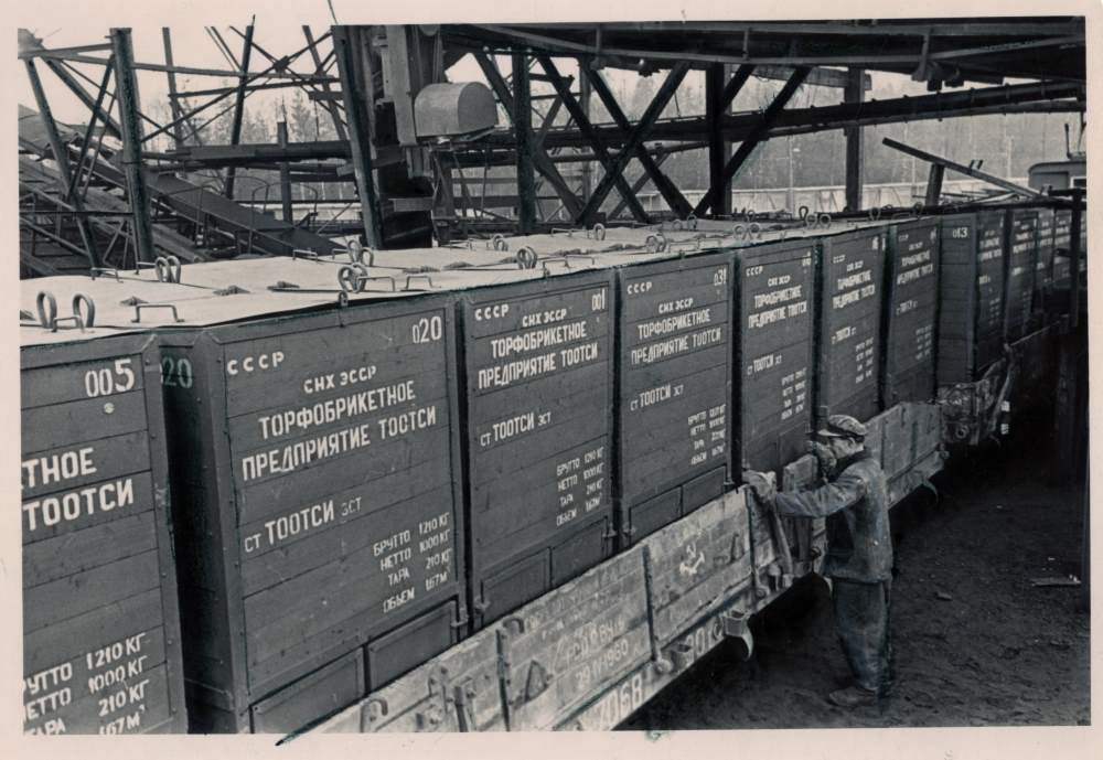 Foto. Vagunid Tootsi briketitööstuse konteineritega.