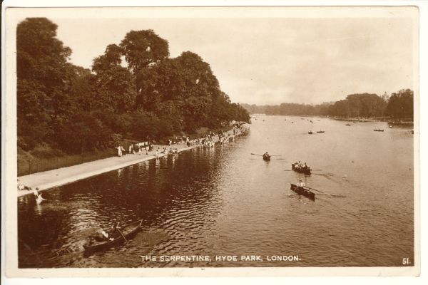 Fotopostkaart. Inglismaa. London. Serpentine järv Hyde Park´is