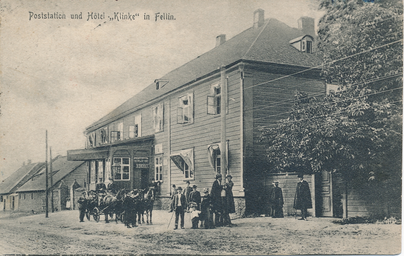 trükipostkaart, Viljandi hobupostijaam-hotell Klinke, Vaksali tn 4 u 1905