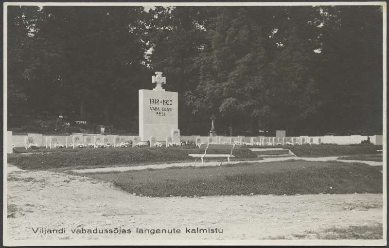 fotopostkaart, Viljandi, Vana kalmistu, Viljandi Eesti Vabadussõjas langenute kalmistu, u 1938