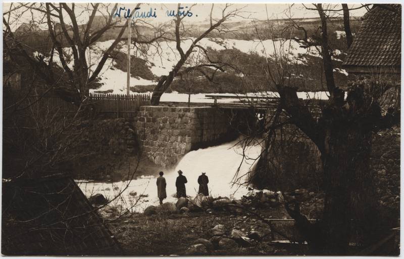 fotopostkaart, Viljandi, Kösti veskitamm, allavoolu osa, u 1925, foto A. Järvekülg