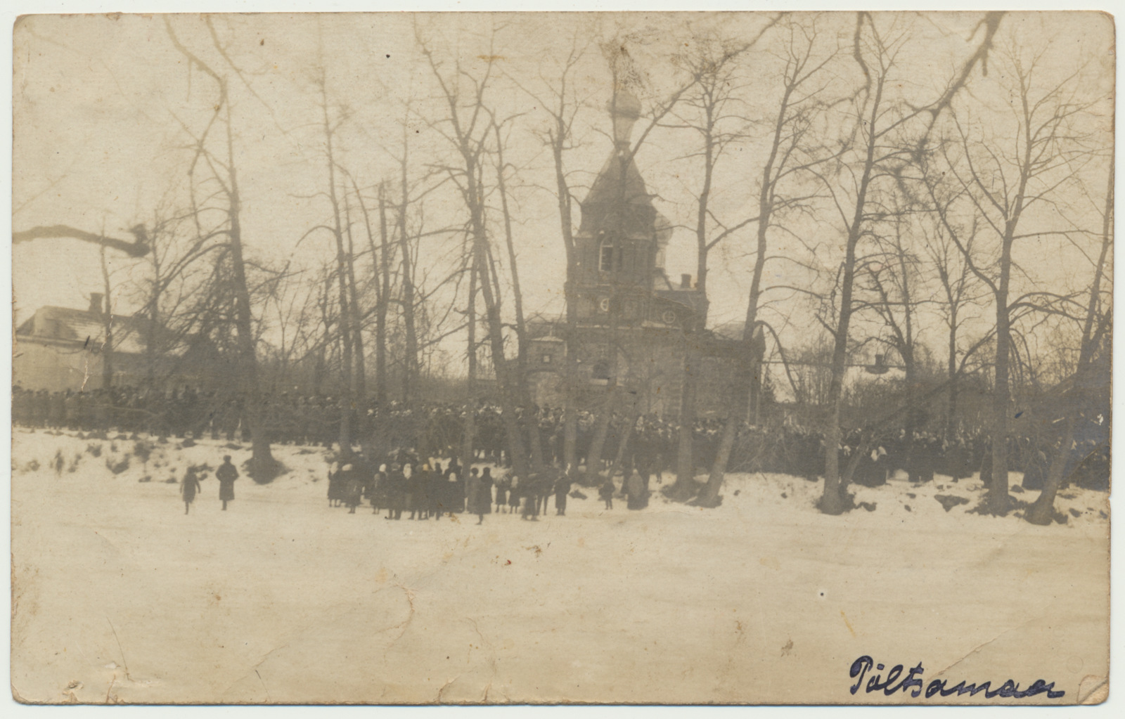 foto, Põltsamaa õigeusukirik, Lossi tn 21, rahvakogunemine u 1920