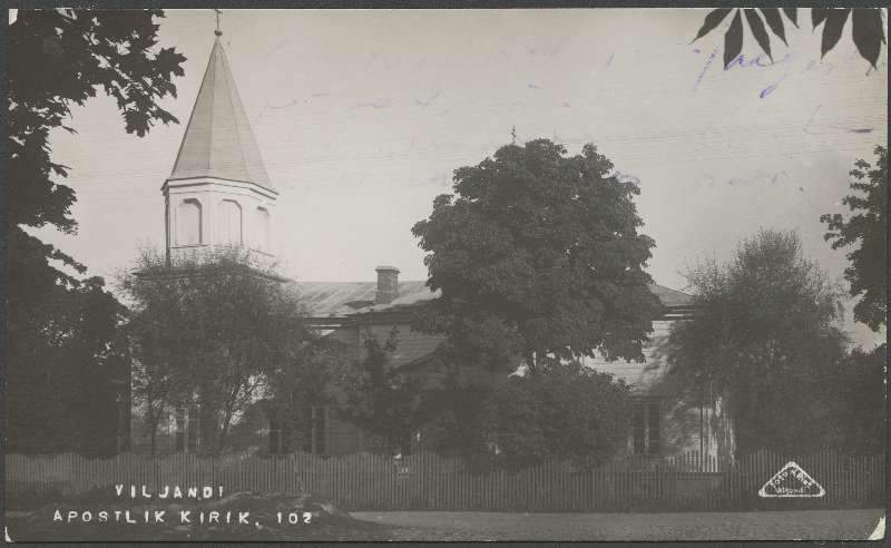 fotopostkaart, Viljandi, Vaksali tee, Vene kirik, u 1915, foto J.Riet (Wiljandi)