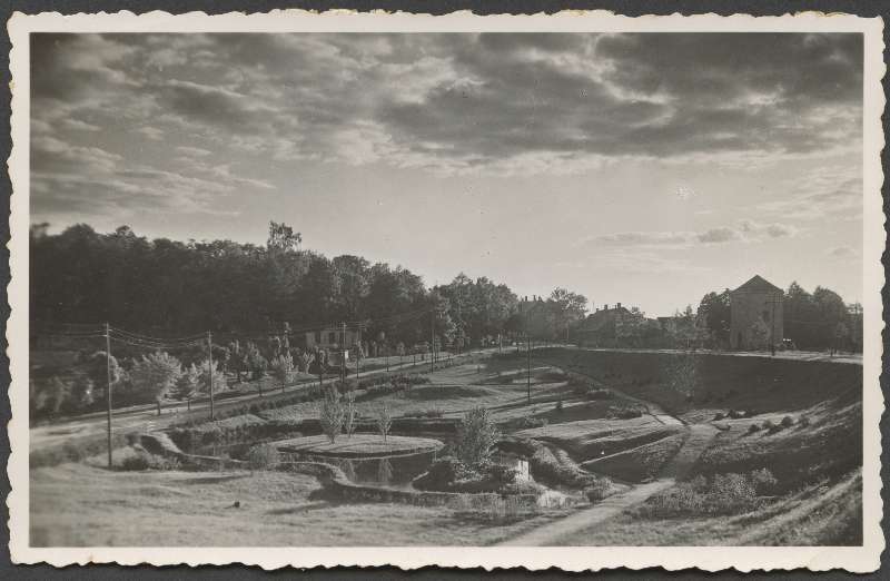 fotopostkaart, Viljandi, Valuoja org, Vaksali tn haruteed, Väiketiik, alajaam u 1934