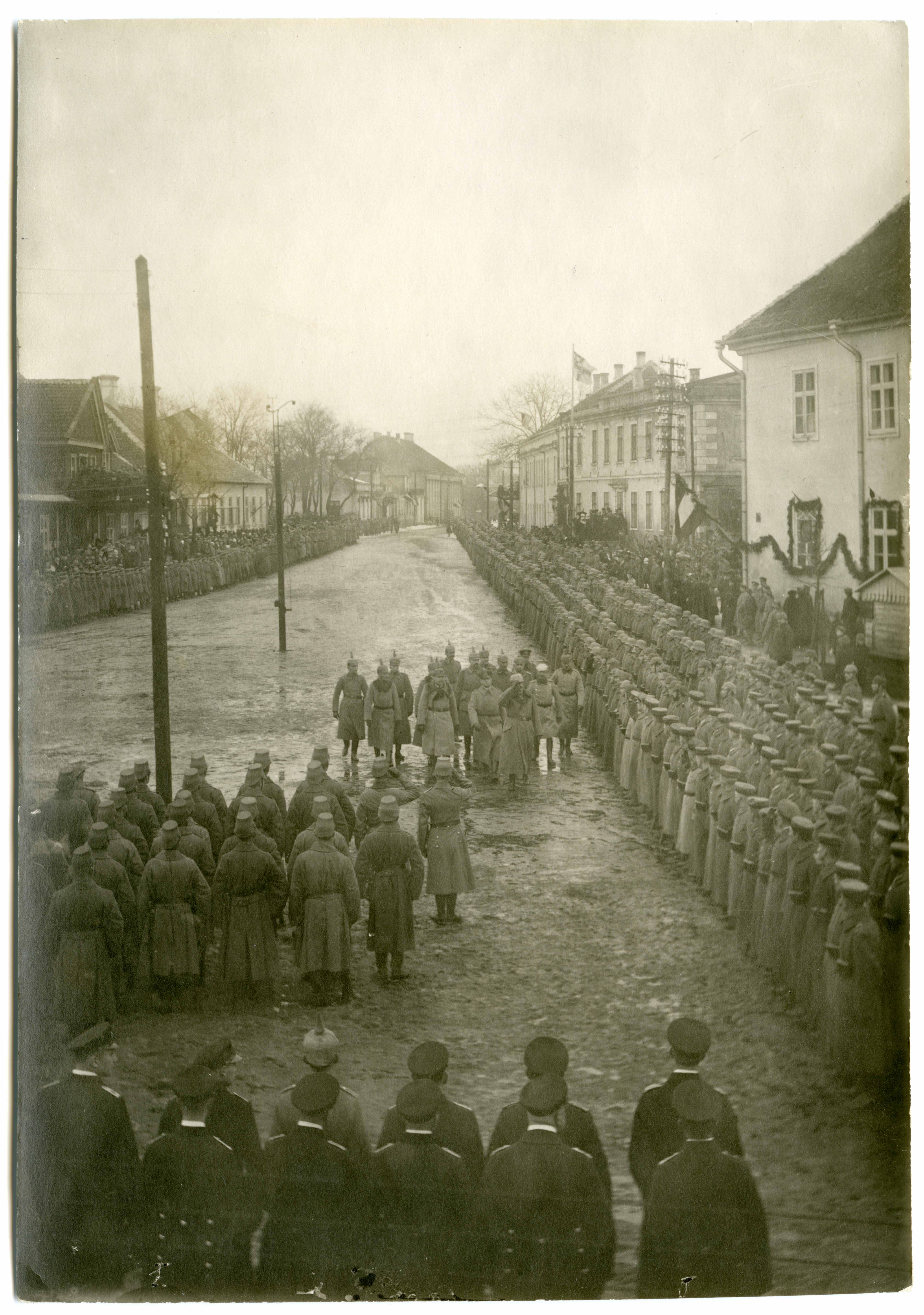 German troops in Kuressaare on Tallinn Street during World War I. View NO