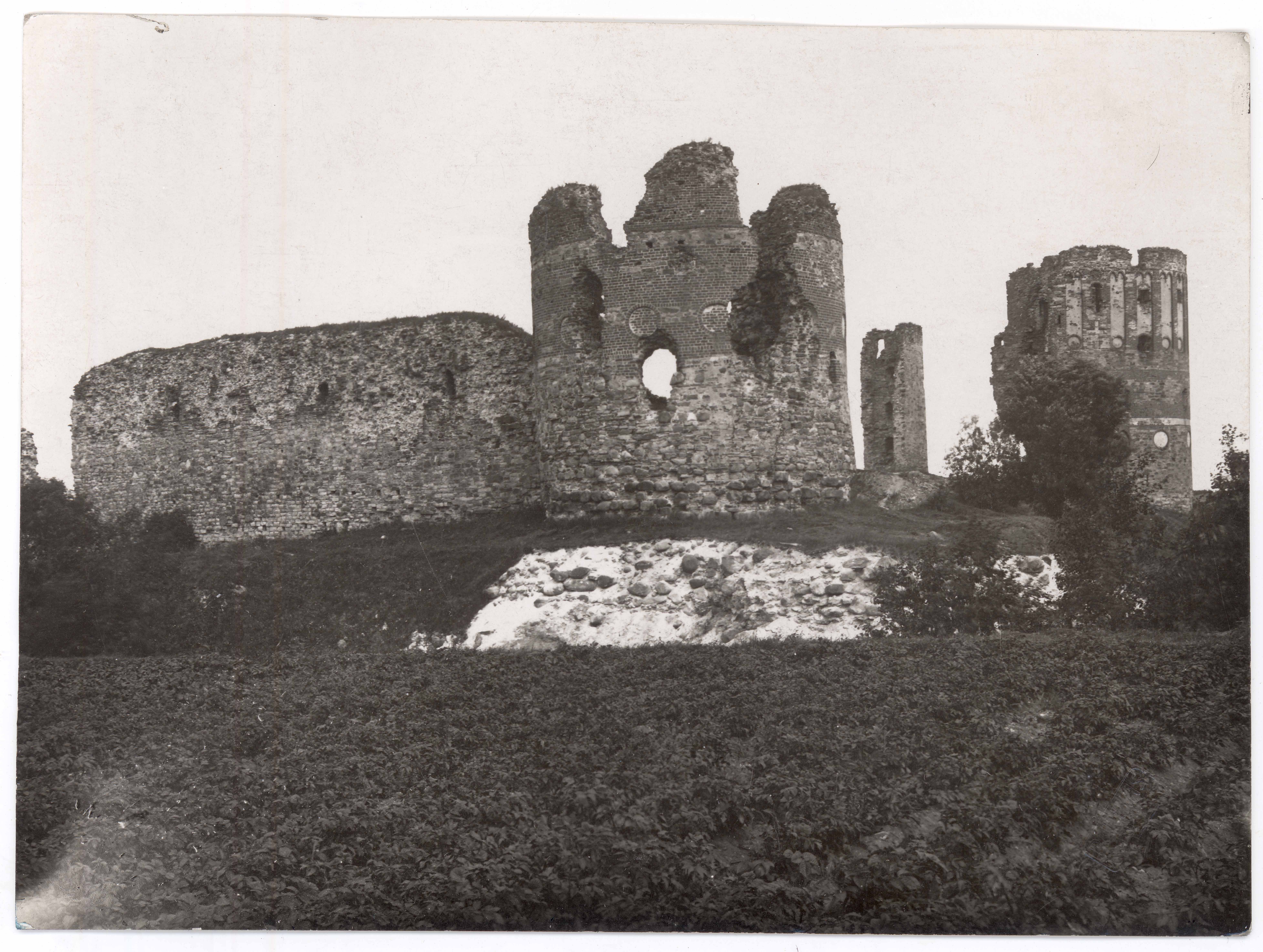 The ruins of Vastseliina Castle. View of two artillery towers from S
