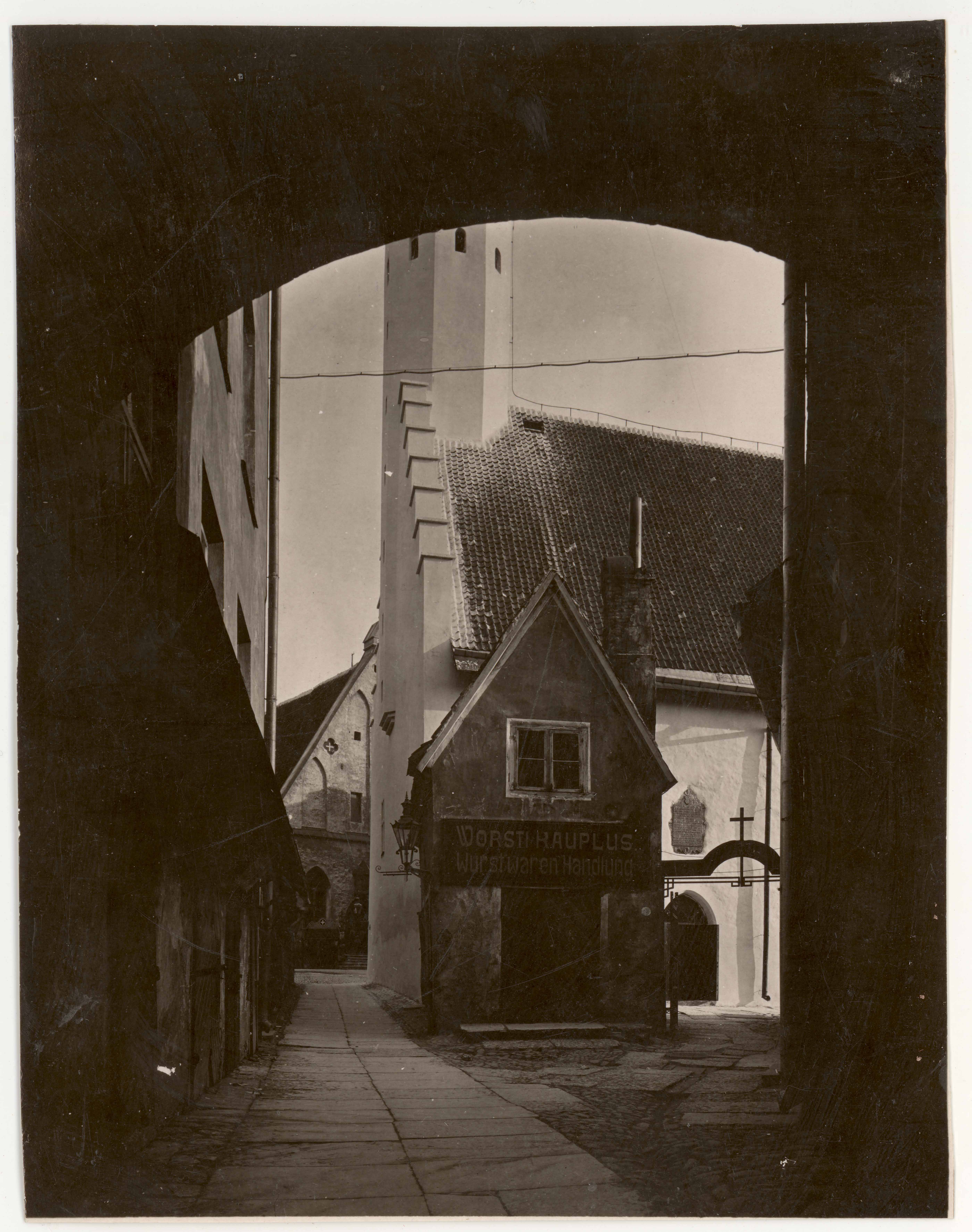 Saiakang between the Raekoja square and the Holy Spirit Street. View n towards the Holy Spirit Church