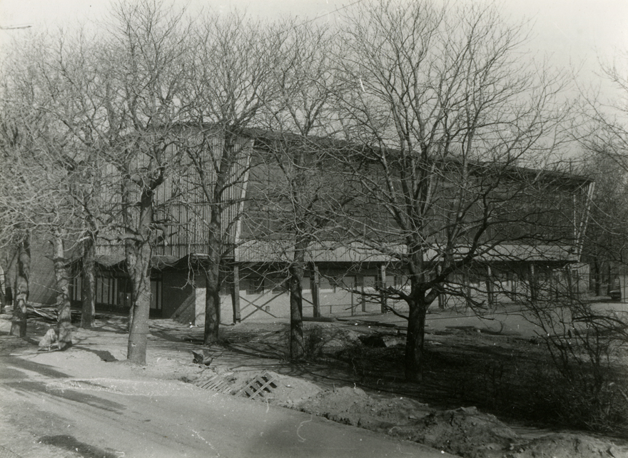 Jäähall Kadriorus, hoone vaade. Arhitekt Uno Rosme, ETP