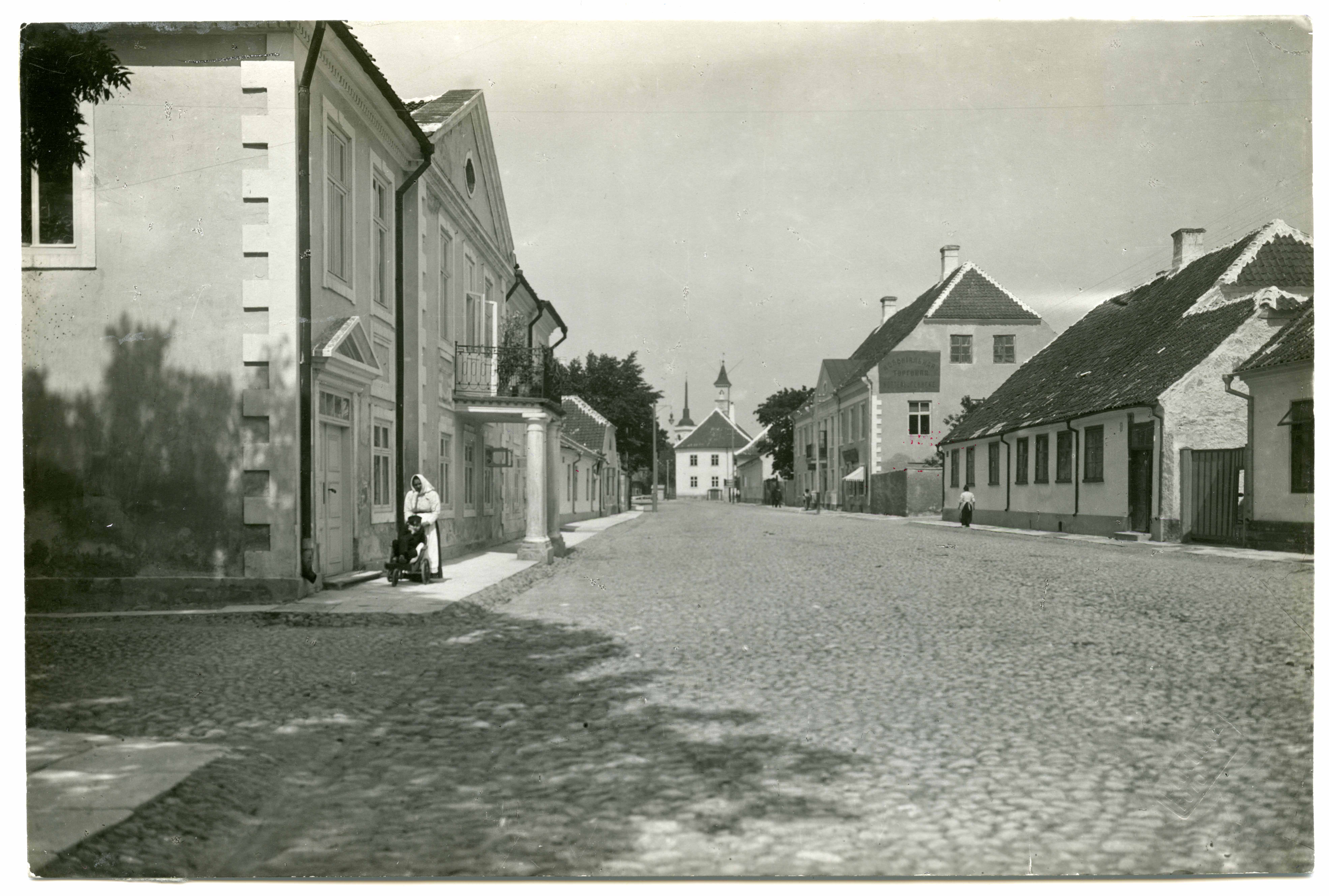 View of the castle street Anton Lutsu from the corner of the building towards no