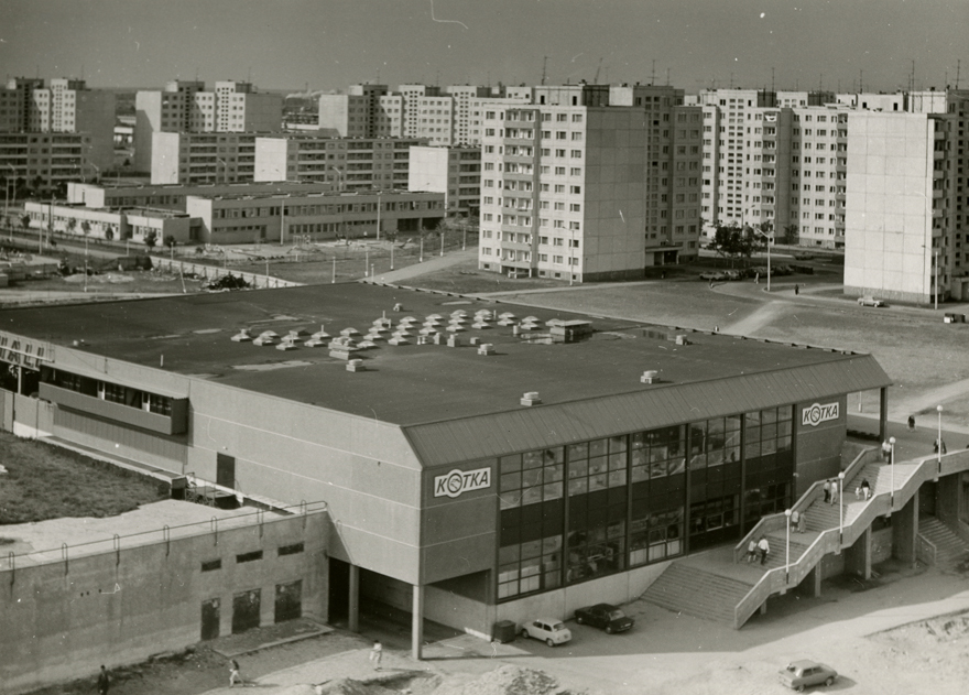 Kauplus Kotka Lasnamäel, panoraamvaade. Arhitekt Lembit Aljaste, Gripenberg ja Co