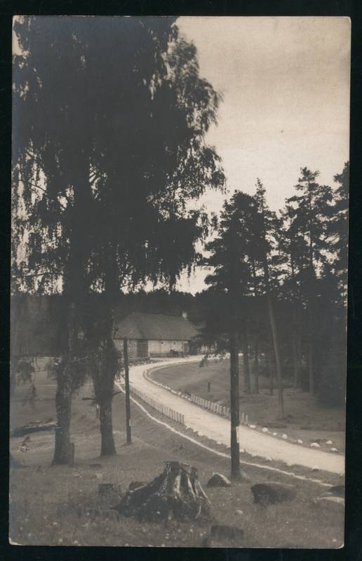 fotopostkaart, Paistu khk, Loodi kõrts, esilplaanil maantee, u 1925
