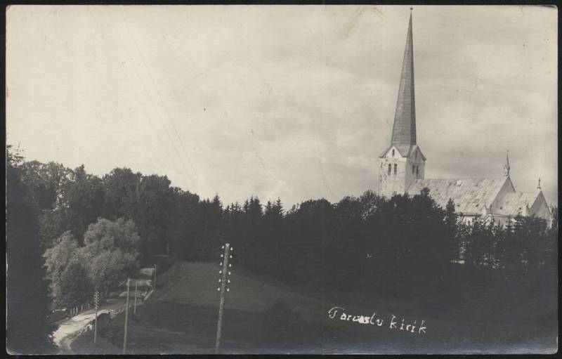 fotopostkaart, Tarvastu khk, Tarvastu kirik, u 1920