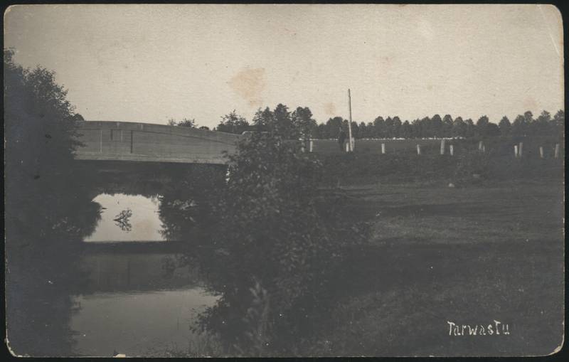 fotopostkaart, Tarvastu khk, Tarvastu jõgi, sild, postitempel 04.08.1922, u 1920