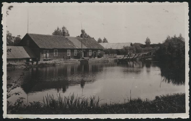 fotopostkaart, Tarvastu khk, Matu järv, veski, u 1938, foto A. Masing (Mustla)