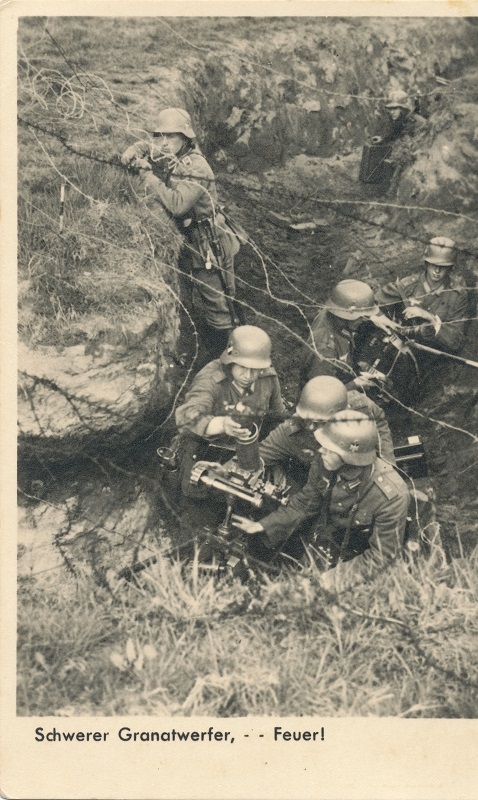 postkaart, saksa armee sõdurid kaevikus, Teine maailmasõda. Wehrmacht Bildserie.