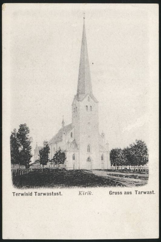 trükipostkaart, Tarvastu khk, Tarvastu kirik, u 1910
