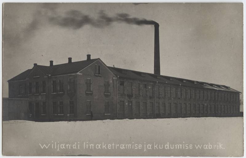 fotopostkaart, Viljandi, Lossi tn- Uue tn nurk, linavabrik, u 1912
