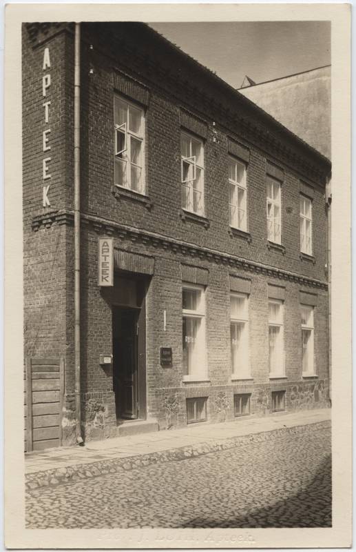 fotopostkaart, Viljandi, Lossi tn 33, proviisor J. Luik'i apteek, u 1935, foto T. Parri (Viljandi)