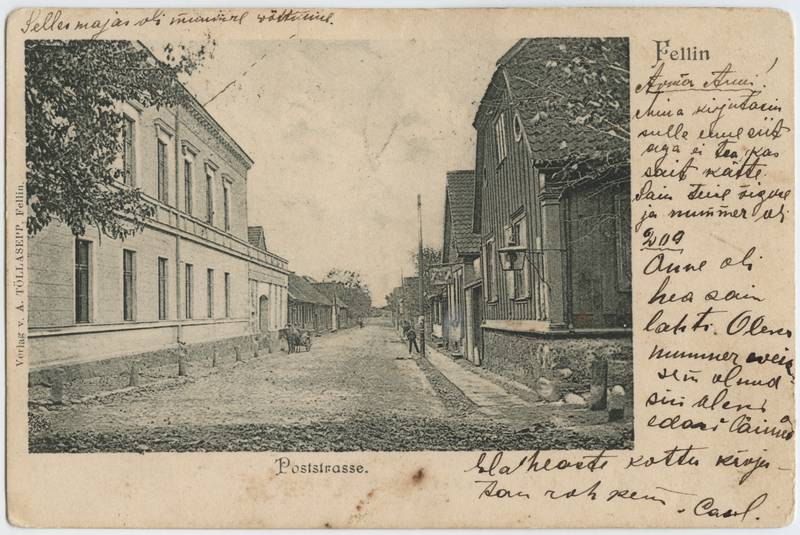 trükipostkaart, Viljandi, Posti tn algus, u 1905, Verlag von A. Tõllasepp
