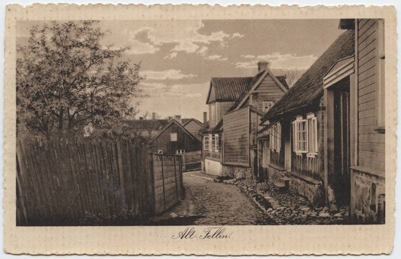 fotopostkaart, Viljandi, Oru tn (paremalt 15a, 13) u 1910, foto A. Livenstroem