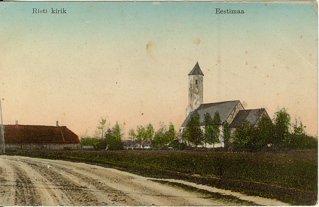 värviline postkaart Risti kirik 1910-20-ndad a.