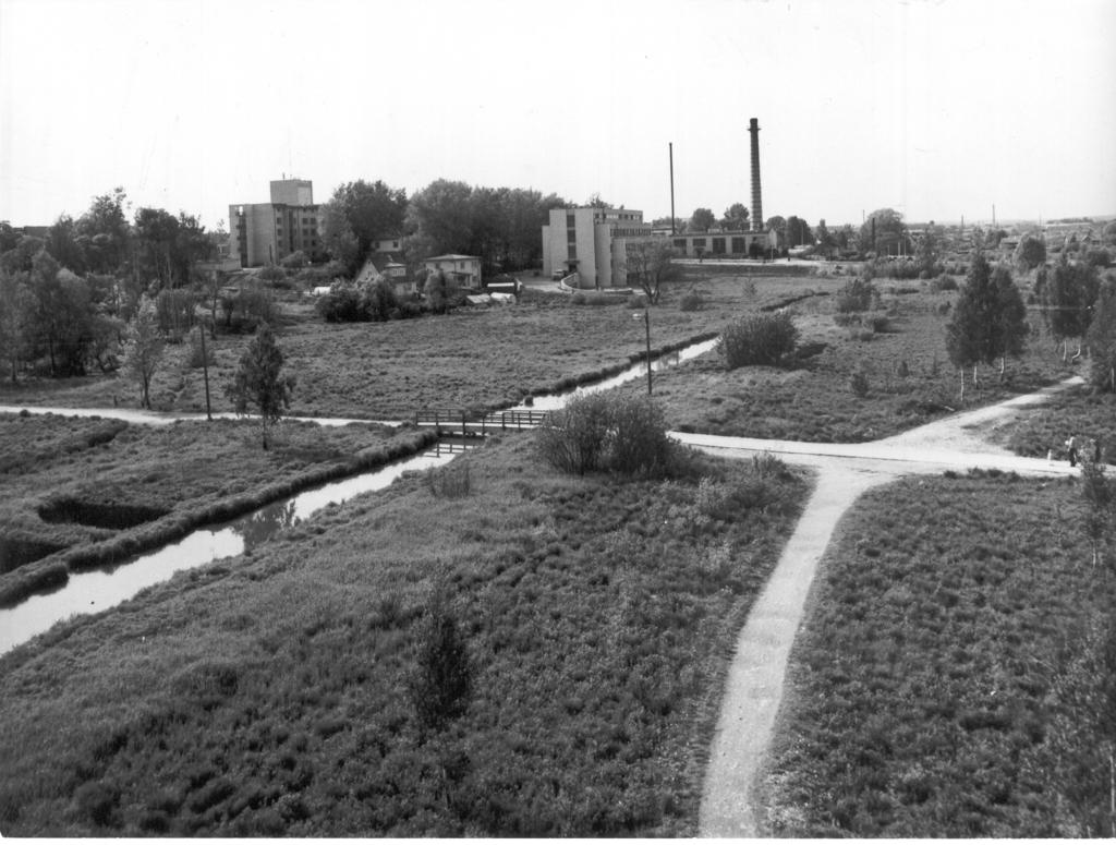 Foto. Võru, Vaade piki Koreli oja kallast Pioneeride tänava suunas  1984.a.