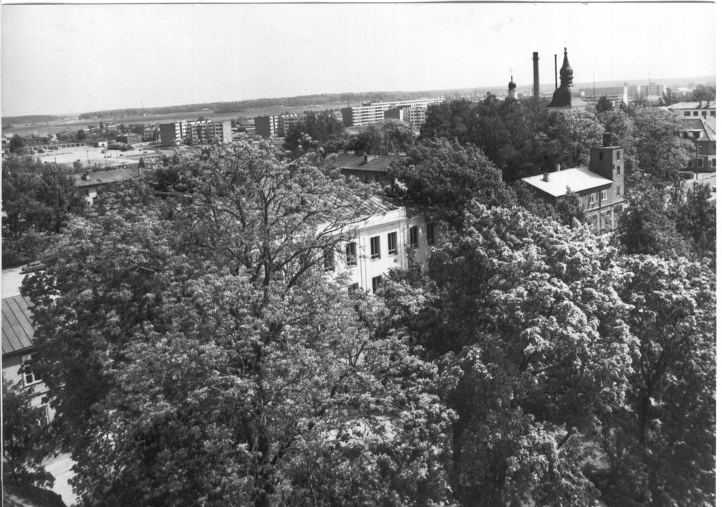 Foto. Vaade  Võru Katariina kiriku tornist kirdesse 1984.a.Vilja elamurajooni suunas.