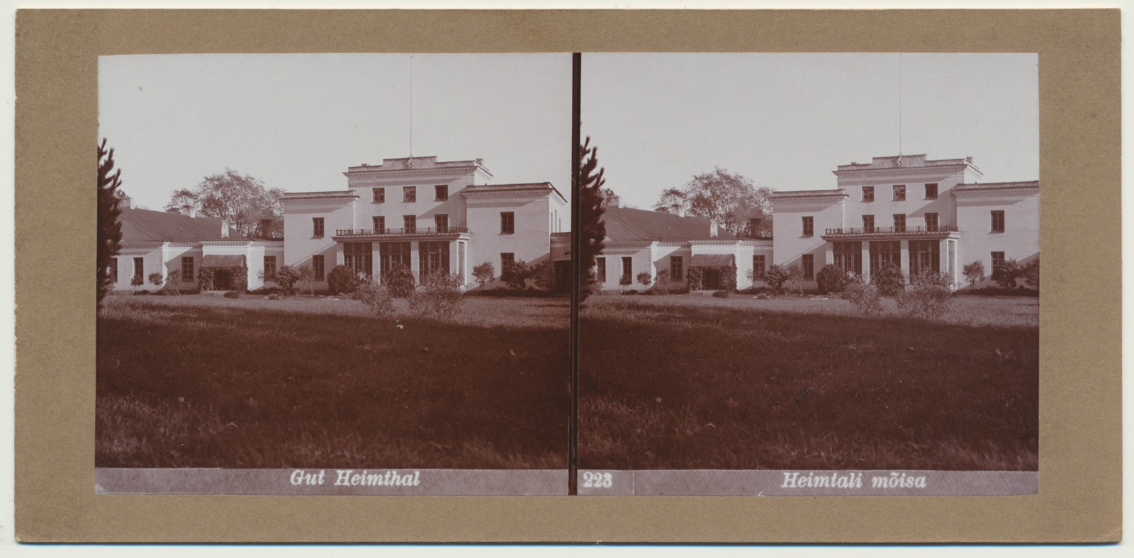 stereofoto, Paistu khk, Heimtali mõis, peahoone, u 1905 foto J. Riet