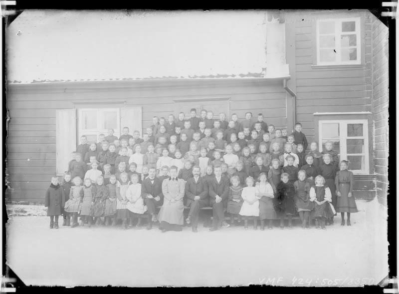 fotonegatiiv, Viljandi, Uueveski tee 3, Karl Vilhelmsoni kool, grupp, 1908, foto J. Riet